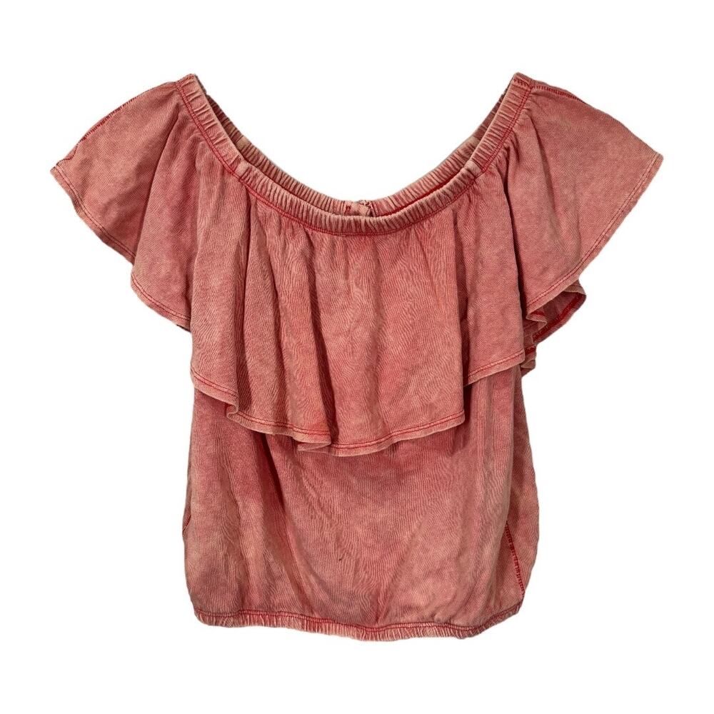 Free People Love Letter Ruffled Tube Top XS Off Shoulder Coral We The Free Boho - Picture 5 of 9